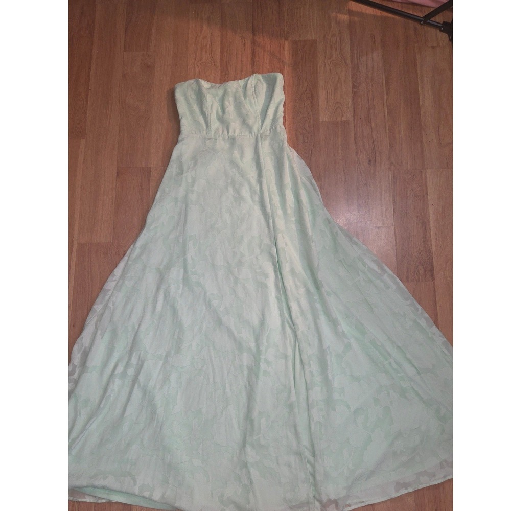Lulus Mint Green Floral Burnout Strapless Maxi Dress Sweetheart Back Cutout S